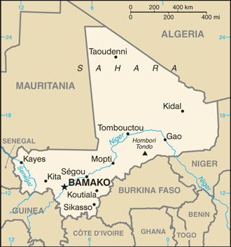 (Above: Map of Mali and its  neighbours)